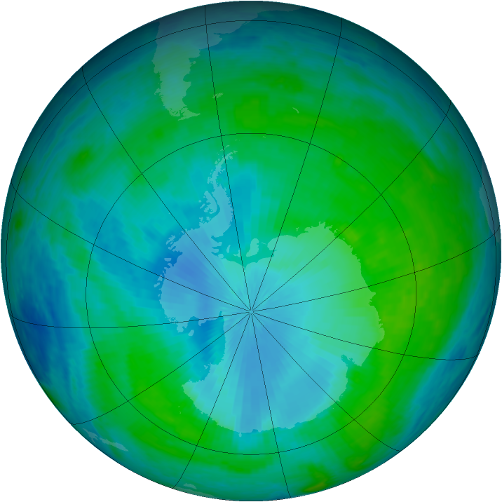 Antarctic ozone map for 02 February 2003